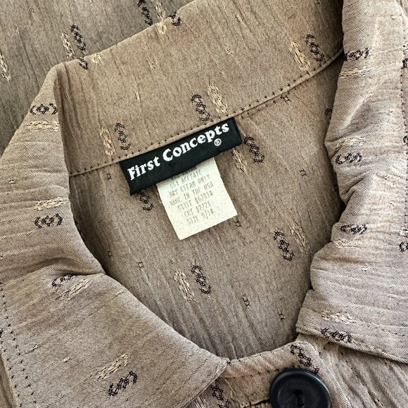 Vintage Tan Crinkle Button Crop Jacket Boho Western Office Blazer - Picture 8 of 8